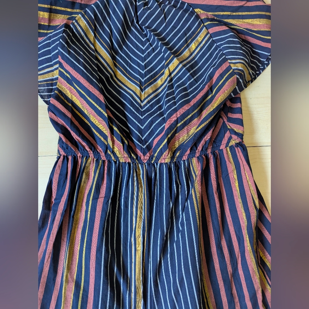 Anthropologie Ranna Gill Sibyl Shimmer Faux Wrap Mini‎ Dress Blue Gold Pink - Picture 7 of 11